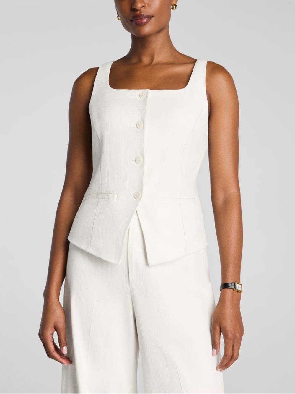 SPANX Cotton Linen Button-Down Vest